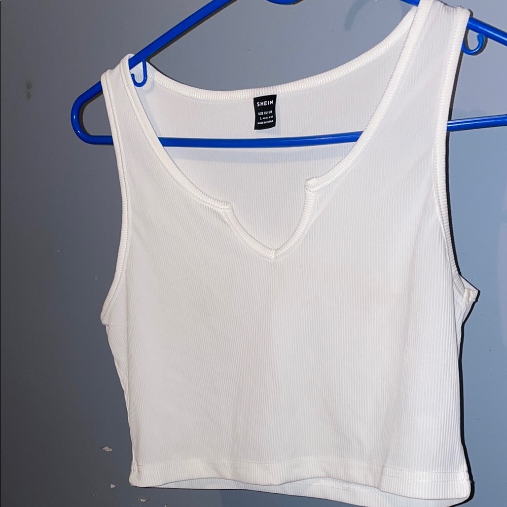 SHEIN White Ribbed Tank Top